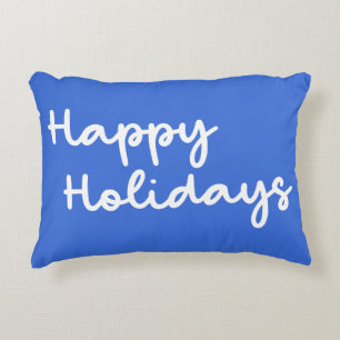 Coussins Décoratifs Joyeuses Fêtes Bleu Mignon Lettrage Fantaisiste
