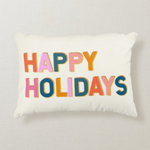 Coussins Décoratifs Joyeuses Fêtes Typographie Fantaisiste Colorée Mig