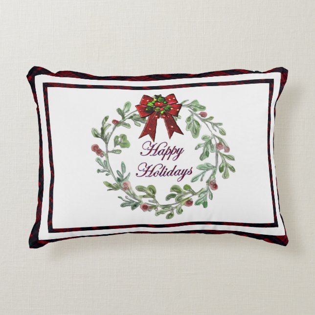 Coussins Décoratifs Joyeuses Vacances Rouge Plaid (Devant)