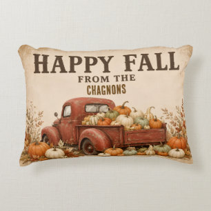 Coussins Décoratifs Joyeux Automne Personnalisé Camion Rouge Vintage M