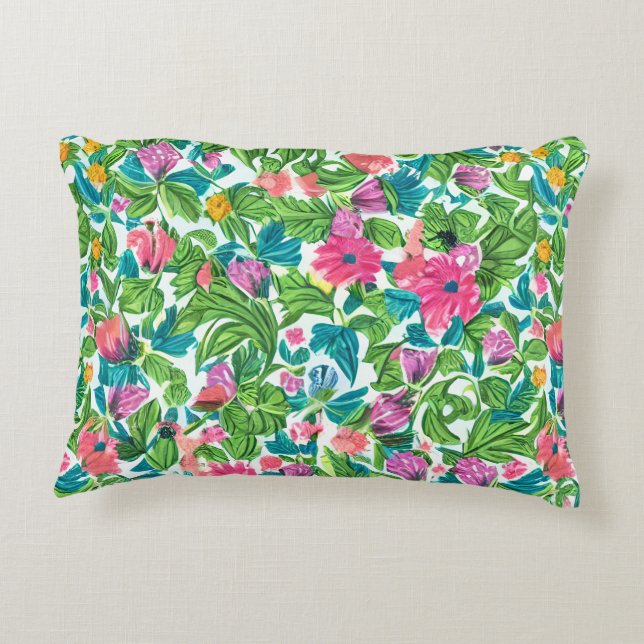 Coussins Décoratifs Joyeux jardin d'été verdure et rose floral (Dos)