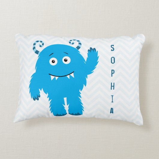 Coussins Décoratifs Joyeux Monstre avec prénom, Petit Enfant (Dos)