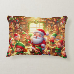 Coussins Décoratifs Joyeux Noël du Père Noël et de ses Elfes