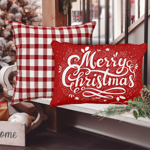 Coussins Décoratifs Joyeux Noël Festif Rouge et Blanc Vacances