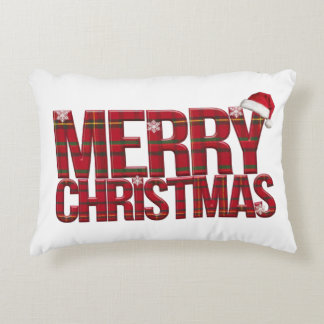 Coussins Décoratifs joyeux Noël rouge plaid