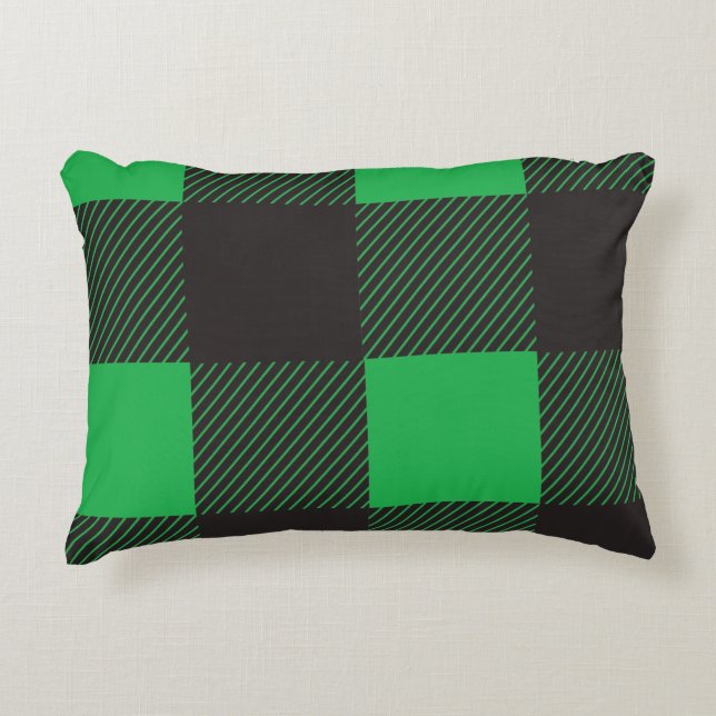 Coussins Décoratifs Joyeux Noël vert plaid (Devant)