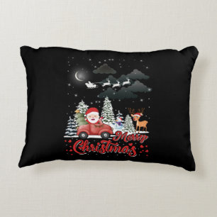 Coussins Décoratifs Joyeux Noël Vintage Red Père Noël Truck Cadeaux