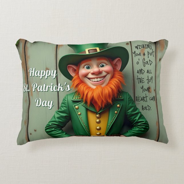 Coussins Décoratifs Joyeux St. Patrick's Day Leprechaun (Devant)