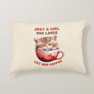 Coussins Décoratifs Juste une fille qui aime les chats et le café (2)