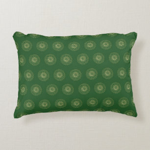 Coussins Décoratifs Kelly Green Médaillons de fleurs de Zinnia dorés