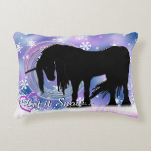 Coussins Décoratifs La licorne noire mystique (laissez-la la neige)