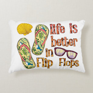 Coussins Décoratifs La vie est meilleure en tongs Vibes d'été
