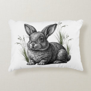 Coussins Décoratifs Lapin gris mignon parmi l'herbe