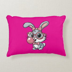 Coussins Décoratifs Lapin mignon avec des lunettes soufflant du chewin
