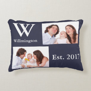 Coussins Décoratifs Lauriers de minuit modernes de photo de famille du