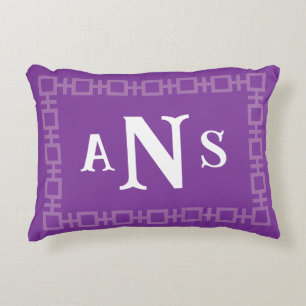 Coussins Décoratifs Lavande violet Carré grec Monogramme clé