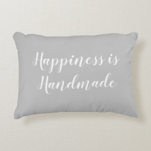 Coussins Décoratifs Le bonheur est fait main Script Grey
