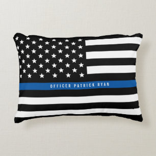Coussins Décoratifs Le drapeau américain mince de Blue Line de police