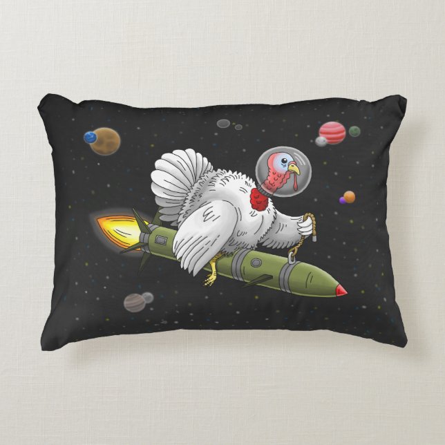 Coussins Décoratifs Le voyage de la dinde fusée (Devant)