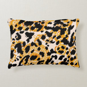 Coussins Décoratifs Leopard texture with gold baroque pattern