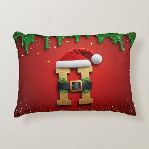 Coussins Décoratifs Lettre de Noël H avec chapeau de Père Noël ❄️