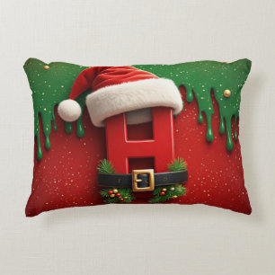 Coussins Décoratifs Lettre du Père Noël H avec style de vacances rouge