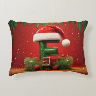Coussins Décoratifs Lettre E de Noël rouge avec chapeau de Père Noël �