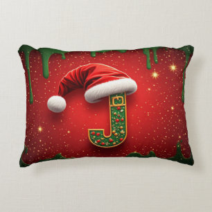 Coussins Décoratifs Lettre festive de Santa J Ceinture rouge chapeau