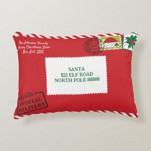 Coussins Décoratifs Lettre Père Noël rouge Noël personnalisée