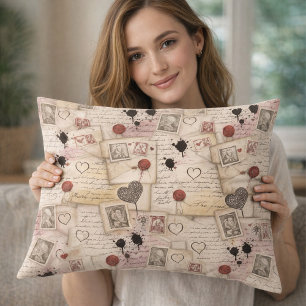 Coussins Décoratifs Lettres d'amour romantiques vintage et sceaux de c