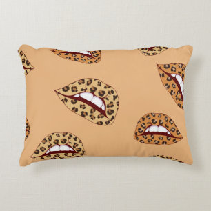 Coussins Décoratifs lèvres Empreintes de léopard sans couture motif,