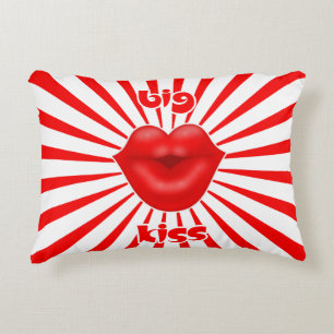 Coussins Décoratifs lèvres rouges larges rayons solaires gros bisou