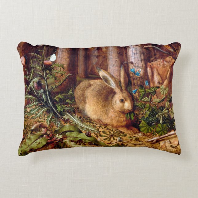 Coussins Décoratifs Lièvre dans la forêt Hans Hoffmann Rabbit Peinture (Devant)