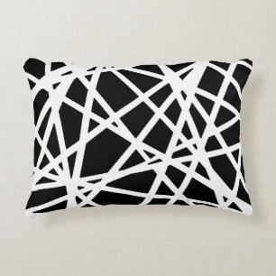 Coussins Décoratifs Lignes blanches et formes noires irrégulières abst