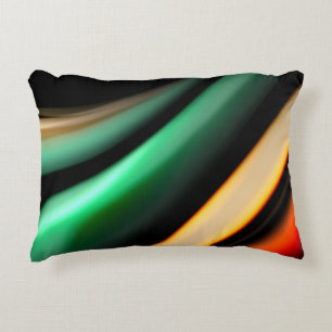 Coussins Décoratifs Lignes lisses Abstraites en soie sur noir, multico