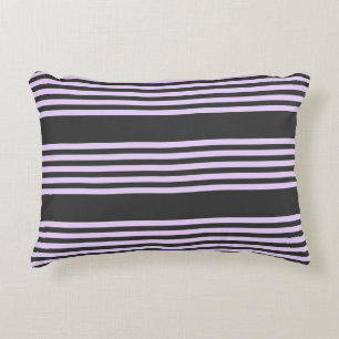 Coussins Décoratifs Lilac violet et charbon de bois cinq bandes motif