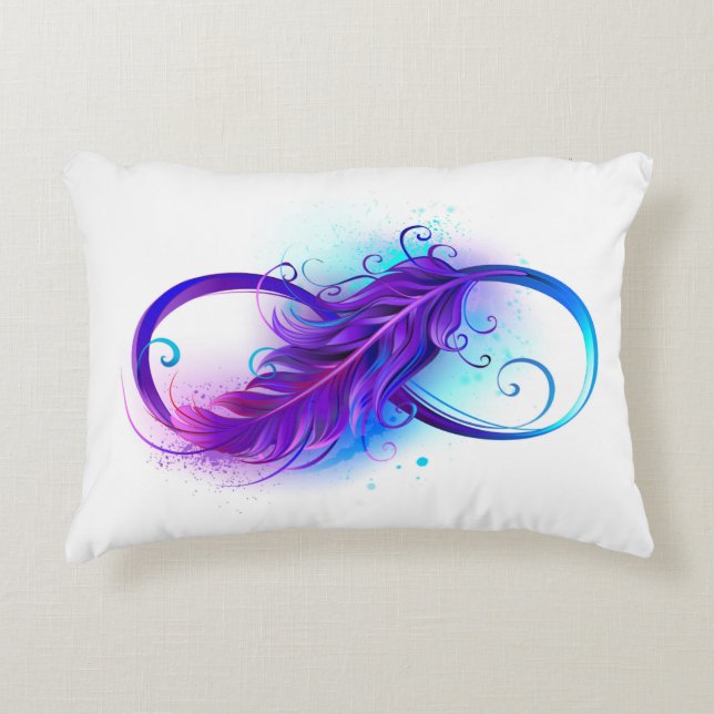 Coussins Décoratifs L'infini avec plume violette (Devant)