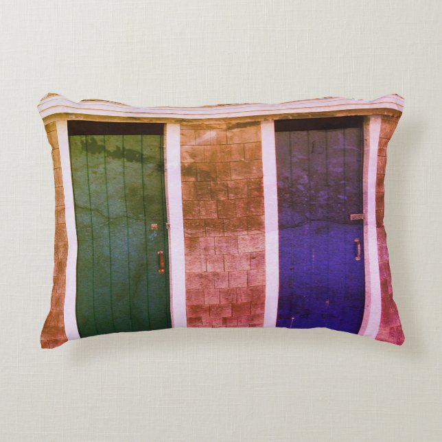 Coussins Décoratifs Little Compton, RI Summer Beach Cabanas (LC) (Devant)