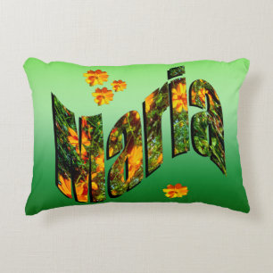 Coussins Décoratifs Logo Maria Name Avec Fleurs,