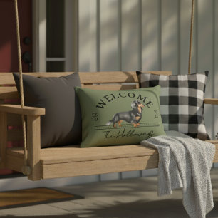 Coussins Décoratifs Longhair Dachshund Nom de famille personnalisé Bie