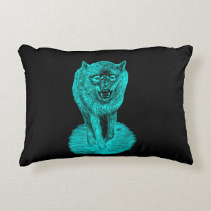 Coussins Décoratifs Loup noir en colère dans la nuit