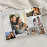 Coussins Décoratifs Love - Custom 5 Photo Collage - Marbre blanc gris<br><div class="desc">Coussin élégant accent que vous pouvez personnaliser avec 5 de vos photos préférées. Le modèle est configuré pour que vous puissiez ajouter vos photos, de gauche à droite. Vos photos sont posées sur un marbre d'aquarelle moderne en gris et blanc, avec un design géométrique élégant en gris et corail. Le...</div>
