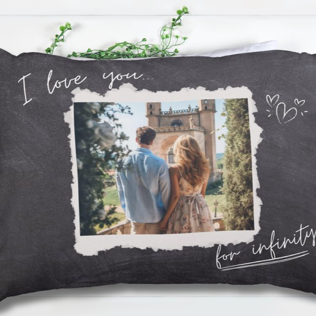 Coussins Décoratifs Love You For Infinity Script Couple Photo (Créateur téléchargé)