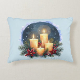 Coussins Décoratifs Lueur de bougie de Noël avec poinsettias