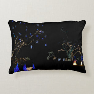 Coussins Décoratifs Lumières de merveilleux pays d'hiver Bleu et blanc