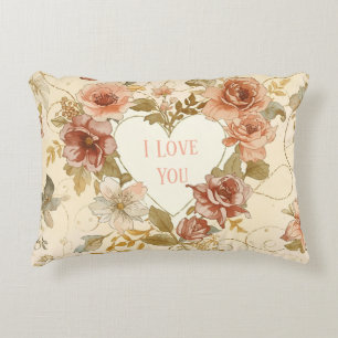 Coussins Décoratifs Luxe, Saint-Valentin, Je t'aime, Roses, Cœur d'amo