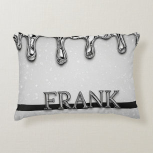 Coussins Décoratifs Luxueux Chrome Dégoulinant Nom Frank Réfléchissant