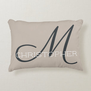 Coussins Décoratifs M Initial Neutre Taupe Brun Personnalisé