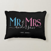 Coussins Décoratifs M. & Mme Newlysée Couple Mariage Anniversaire Noir (Dos)