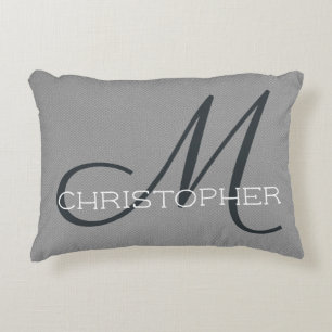 Coussins Décoratifs M Nom Personnalisé Noir Blanc Gris